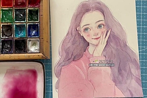 爱画画的婷婷少女插画课堂水彩上色班